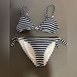 & Other Stories Striped Bikini navy and white